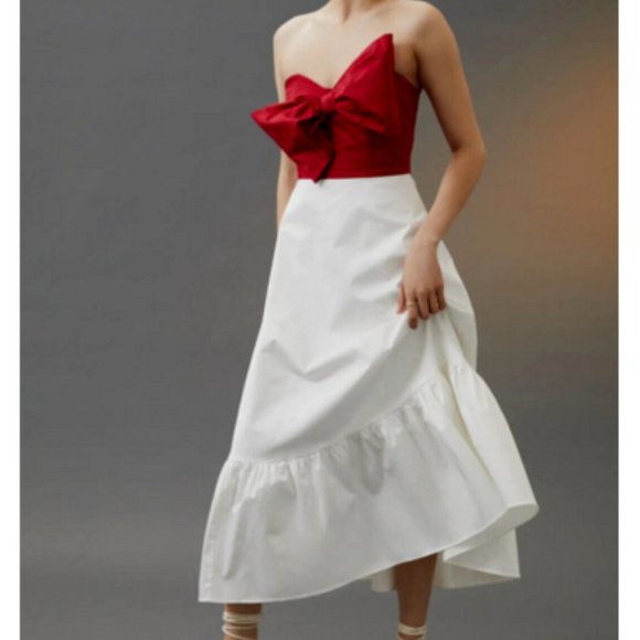Anthropologie Hutch 12 NWT Red Bow-Tie Maxi Dress Gown Holiday Cocktail Party - Picture 4 of 10